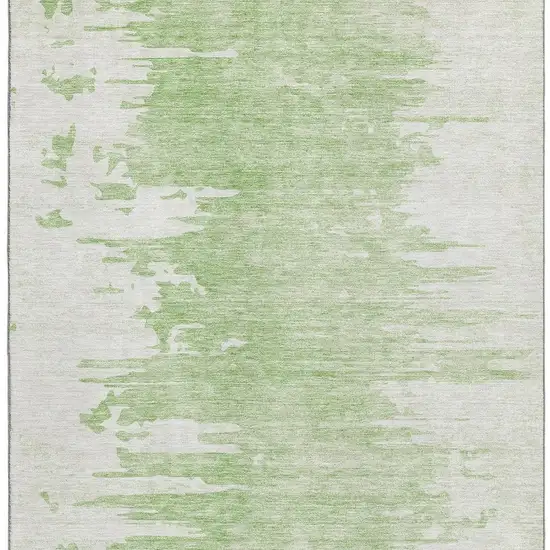 Artichoke Green And Ivory Abstract Washable Area Rug With UV Protection Photo 3