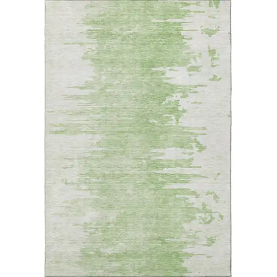 Artichoke Green And Ivory Abstract Washable Area Rug With UV Protection Photo 2