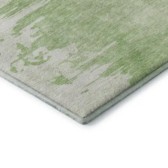 Artichoke Green And Ivory Abstract Washable Area Rug With UV Protection Photo 6