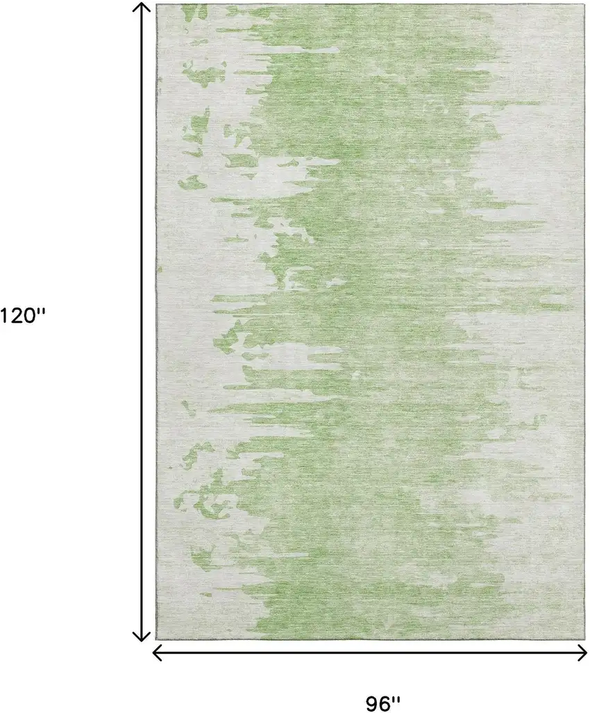 Artichoke Green And Ivory Abstract Washable Area Rug With UV Protection Photo 9