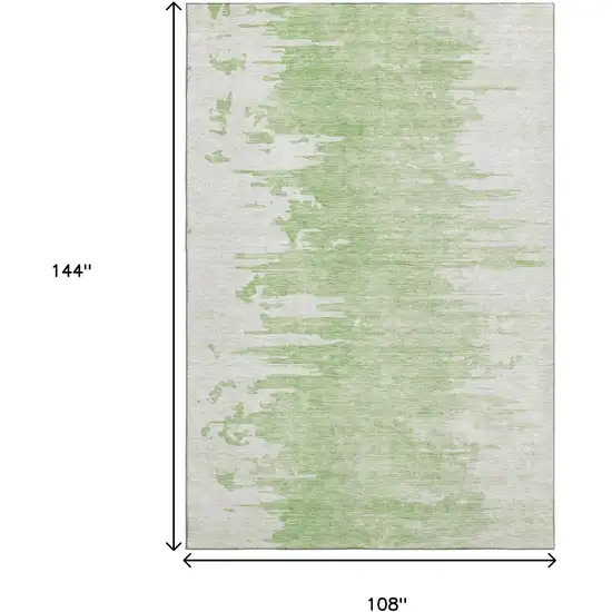 Artichoke Green And Ivory Abstract Washable Area Rug With UV Protection Photo 3