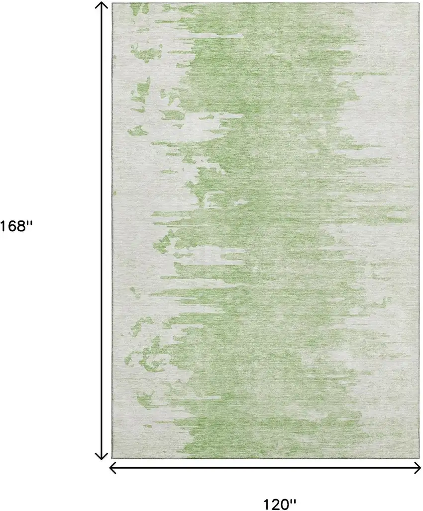 Artichoke Green And Ivory Abstract Washable Area Rug With UV Protection Photo 3