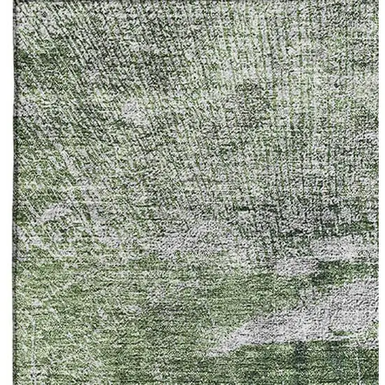 Artichoke Green And Ivory Abstract Washable Area Rug With UV Protection Photo 3
