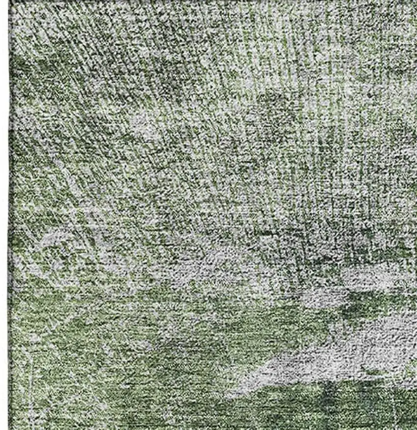 Artichoke Green And Ivory Abstract Washable Area Rug With UV Protection Photo 3