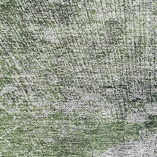 Artichoke Green And Ivory Abstract Washable Area Rug With UV Protection Photo 2