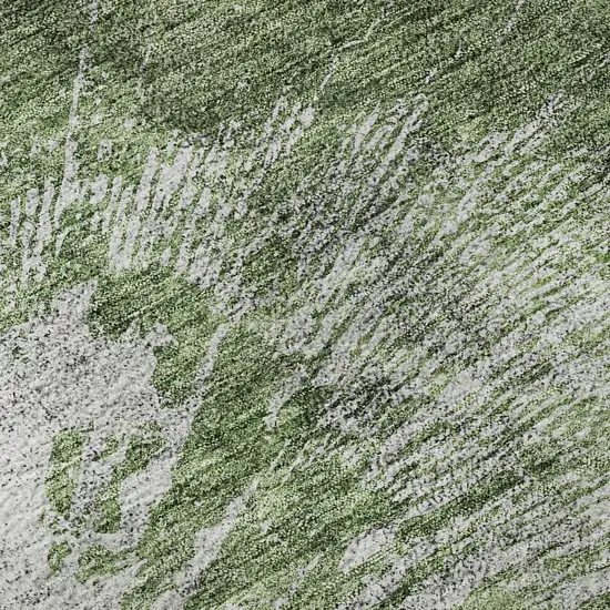 Artichoke Green And Ivory Abstract Washable Area Rug With UV Protection Photo 9