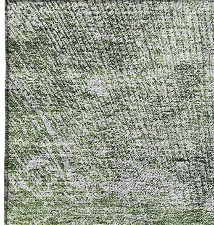 Artichoke Green And Ivory Abstract Washable Area Rug With UV Protection Photo 2