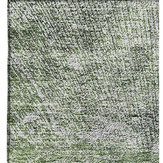 Artichoke Green And Ivory Abstract Washable Area Rug With UV Protection Photo 2