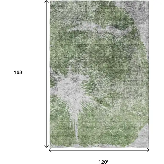 Artichoke Green And Ivory Abstract Washable Area Rug With UV Protection Photo 3