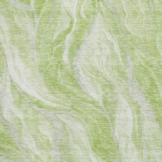 Artichoke Green And Ivory Abstract Washable Area Rug With UV Protection Photo 3