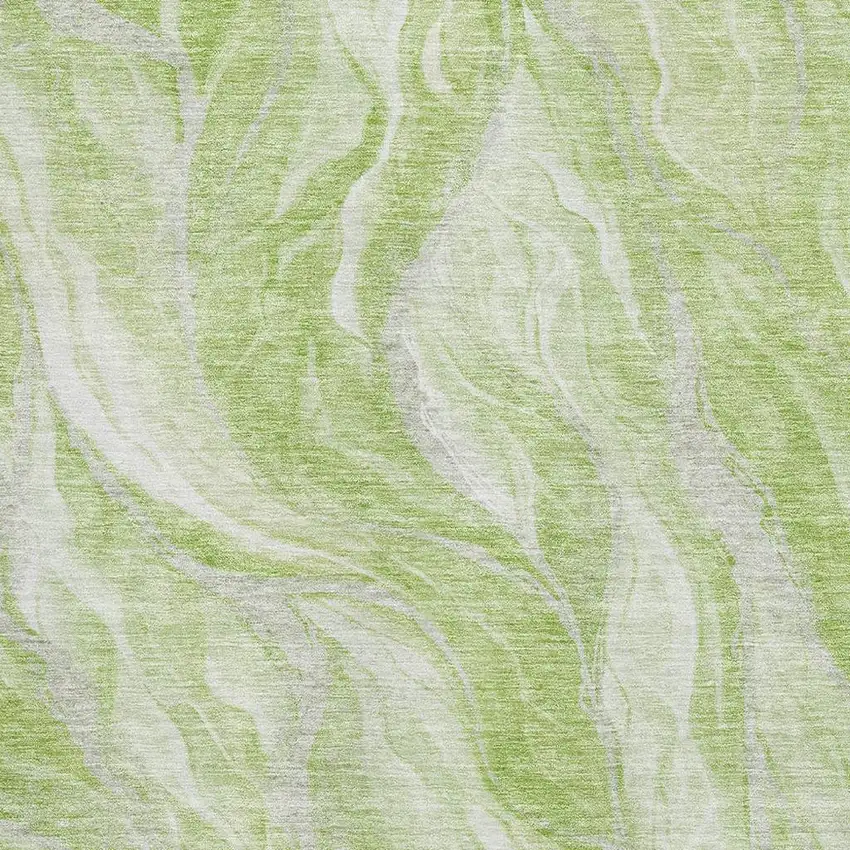 Artichoke Green And Ivory Abstract Washable Area Rug With UV Protection Photo 3
