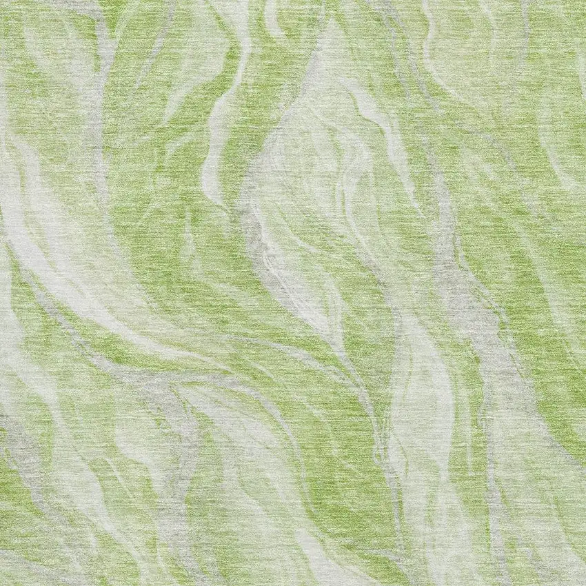 Artichoke Green And Ivory Abstract Washable Area Rug With UV Protection Photo 3