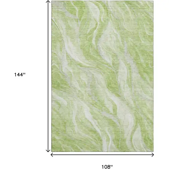 Artichoke Green And Ivory Abstract Washable Area Rug With UV Protection Photo 3