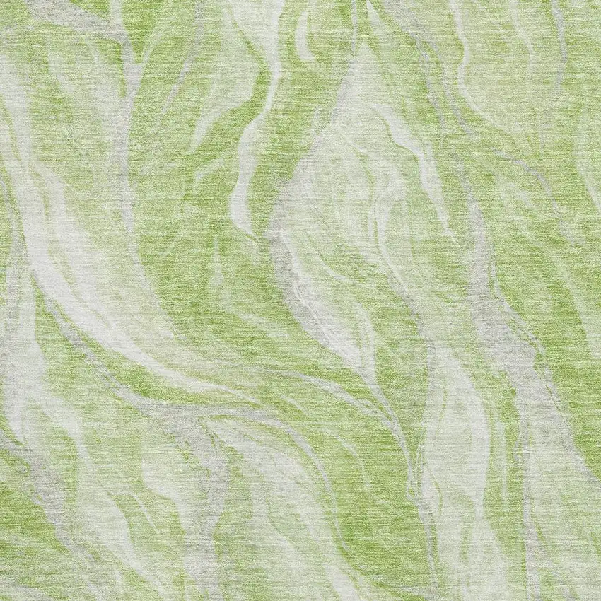 Artichoke Green And Ivory Abstract Washable Area Rug With UV Protection Photo 4