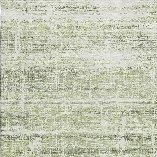 Artichoke Green And Ivory Abstract Washable Area Rug With UV Protection Photo 3