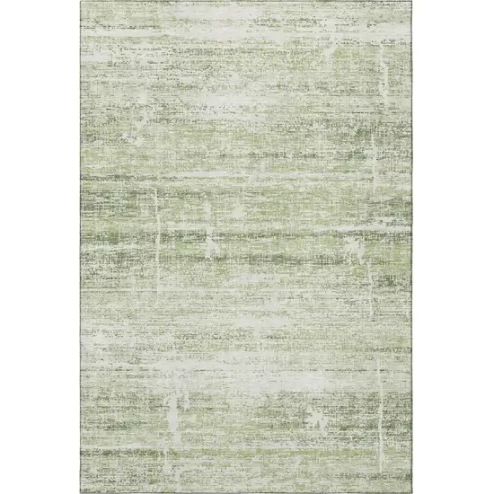 Artichoke Green And Ivory Abstract Washable Area Rug With UV Protection Photo 4