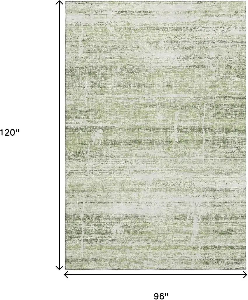 Artichoke Green And Ivory Abstract Washable Area Rug With UV Protection Photo 3