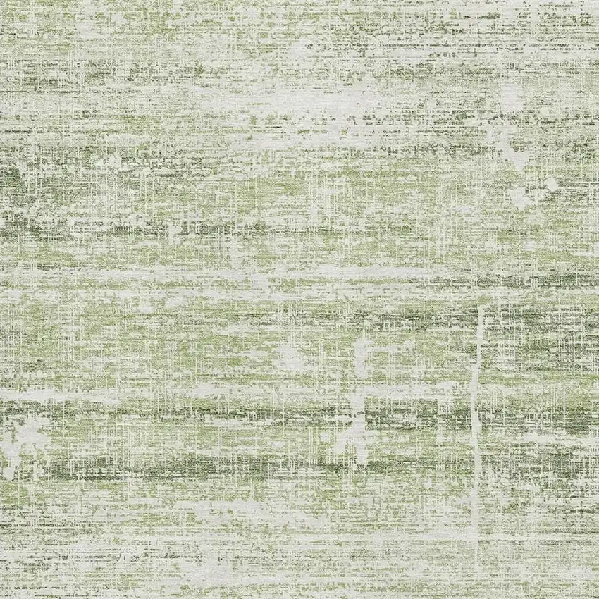 Artichoke Green And Ivory Abstract Washable Area Rug With UV Protection Photo 3