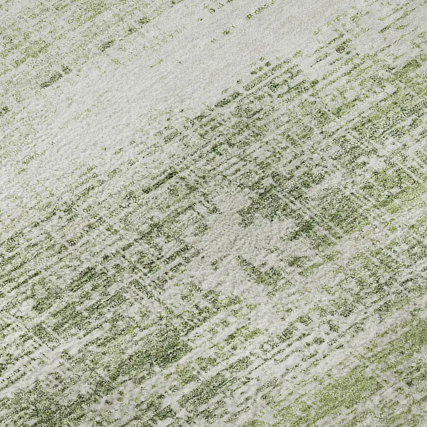 Artichoke Green And Ivory Abstract Washable Area Rug With UV Protection Photo 9