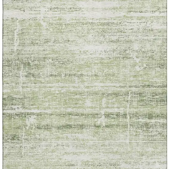 Artichoke Green And Ivory Abstract Washable Area Rug With UV Protection Photo 4