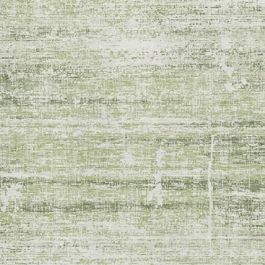 Artichoke Green And Ivory Abstract Washable Area Rug With UV Protection Photo 3