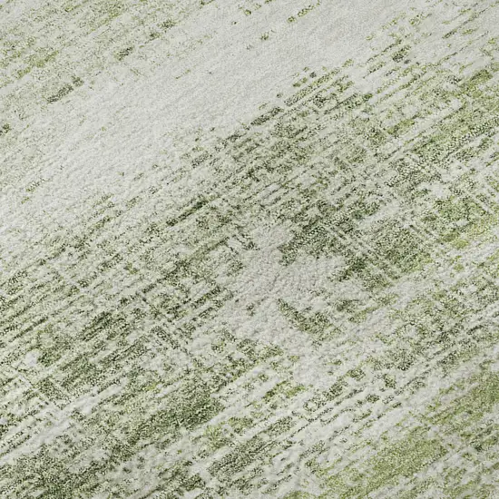 Artichoke Green And Ivory Abstract Washable Area Rug With UV Protection Photo 9