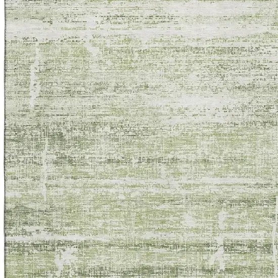 Artichoke Green And Ivory Abstract Washable Area Rug With UV Protection Photo 3