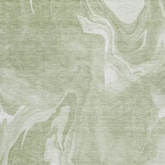 Artichoke Green And Ivory Abstract Washable Area Rug With UV Protection Photo 3