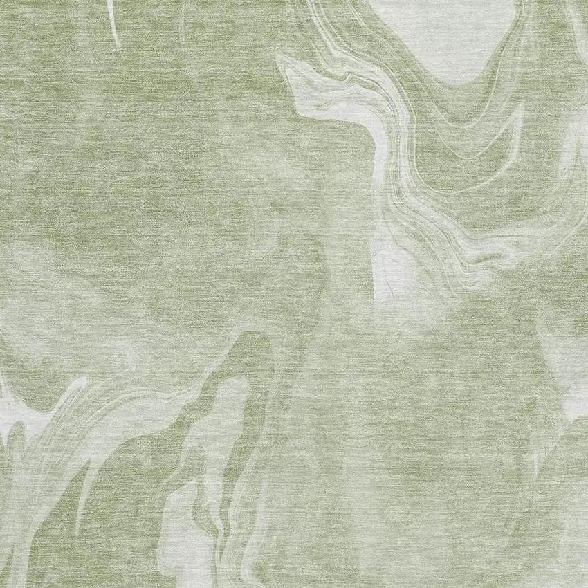 Artichoke Green And Ivory Abstract Washable Area Rug With UV Protection Photo 3