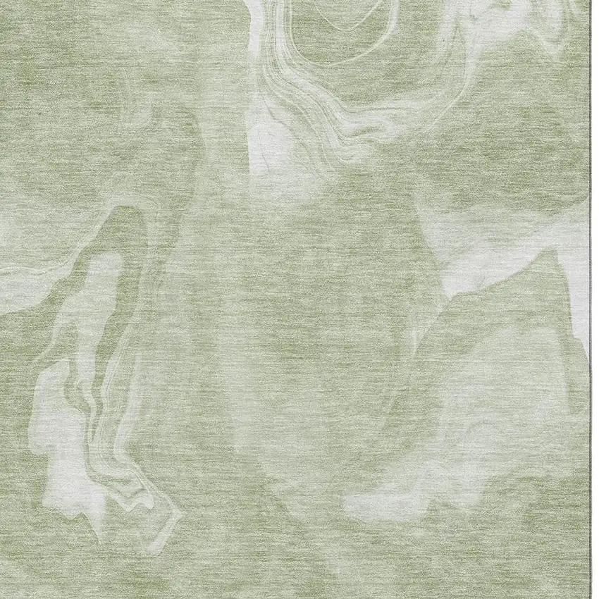 Artichoke Green And Ivory Abstract Washable Area Rug With UV Protection Photo 3