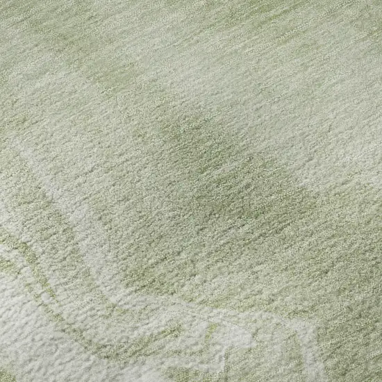 Artichoke Green And Ivory Abstract Washable Area Rug With UV Protection Photo 9