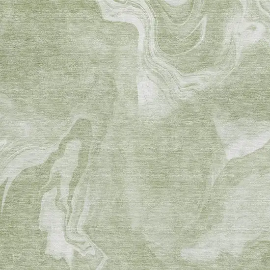 Artichoke Green And Ivory Abstract Washable Area Rug With UV Protection Photo 3