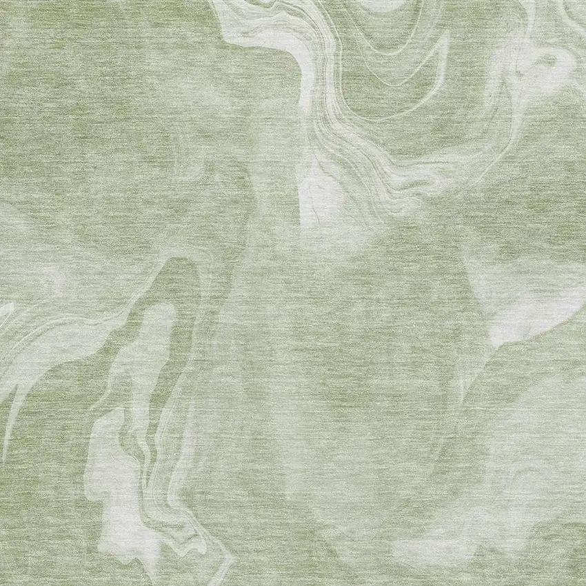 Artichoke Green And Ivory Abstract Washable Area Rug With UV Protection Photo 3