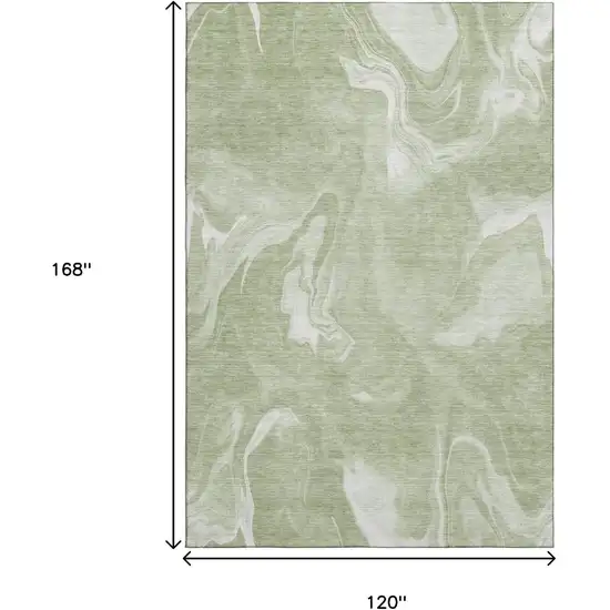 Artichoke Green And Ivory Abstract Washable Area Rug With UV Protection Photo 3