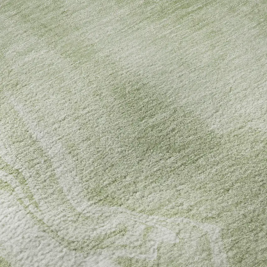 Artichoke Green And Ivory Abstract Washable Area Rug With UV Protection Photo 9