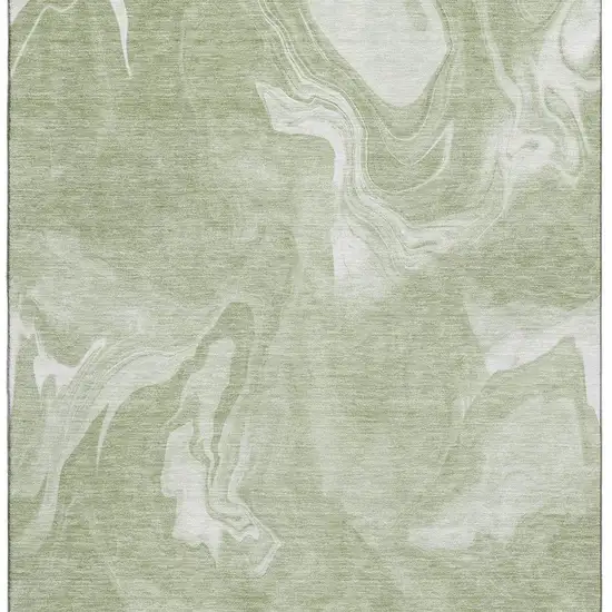 Artichoke Green And Ivory Abstract Washable Area Rug With UV Protection Photo 4