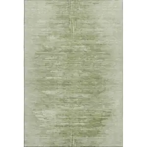 Photo of Artichoke Green And Ivory Abstract Washable Area Rug With UV Protection