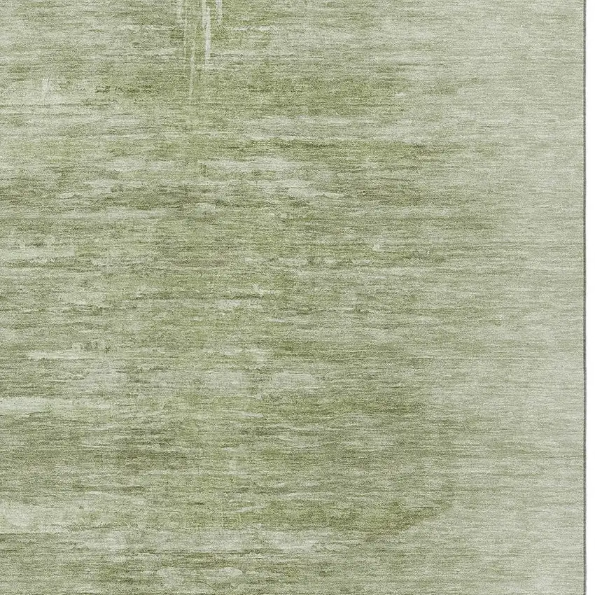 Artichoke Green And Ivory Abstract Washable Area Rug With UV Protection Photo 3