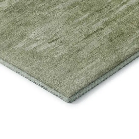 Artichoke Green And Ivory Abstract Washable Area Rug With UV Protection Photo 8