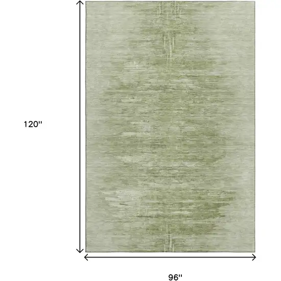 Artichoke Green And Ivory Abstract Washable Area Rug With UV Protection Photo 3