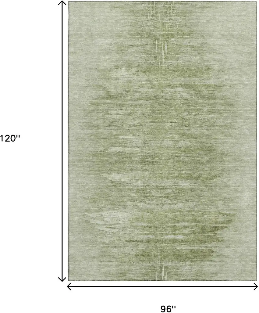 Artichoke Green And Ivory Abstract Washable Area Rug With UV Protection Photo 3