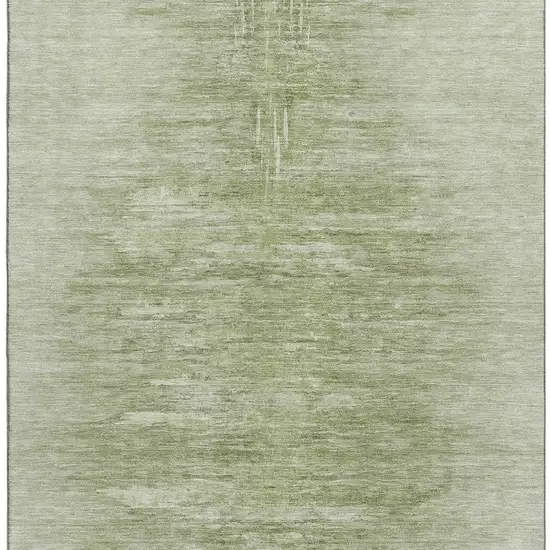 Artichoke Green And Ivory Abstract Washable Area Rug With UV Protection Photo 3