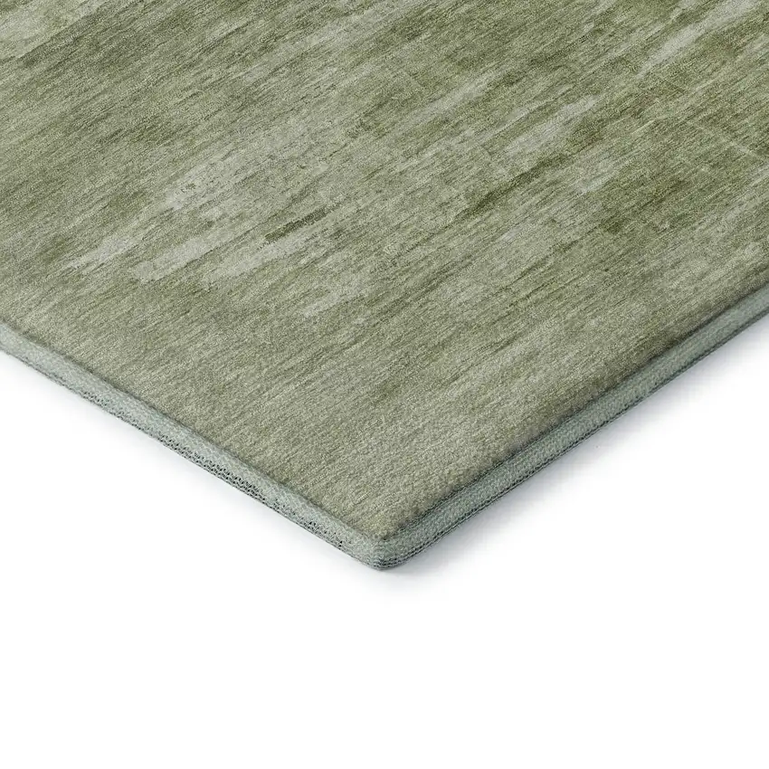 Artichoke Green And Ivory Abstract Washable Area Rug With UV Protection Photo 8