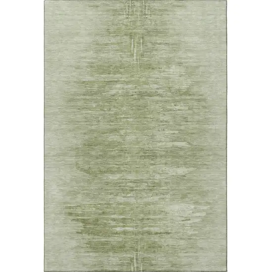 Artichoke Green And Ivory Abstract Washable Area Rug With UV Protection Photo 4