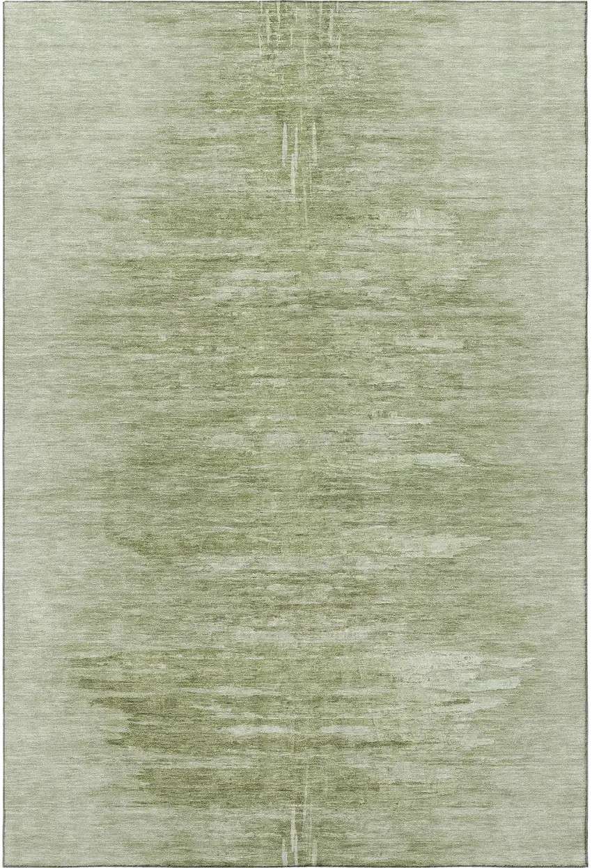 Artichoke Green And Ivory Abstract Washable Area Rug With UV Protection Photo 4
