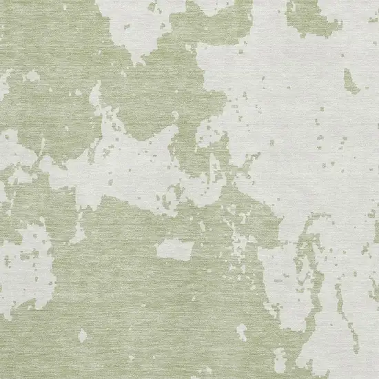 Artichoke Green And Ivory Abstract Washable Area Rug With UV Protection Photo 3