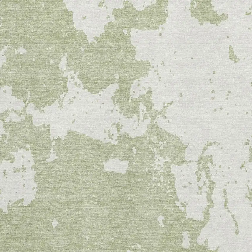 Artichoke Green And Ivory Abstract Washable Area Rug With UV Protection Photo 3
