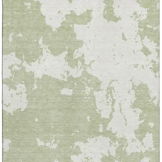 Artichoke Green And Ivory Abstract Washable Area Rug With UV Protection Photo 4