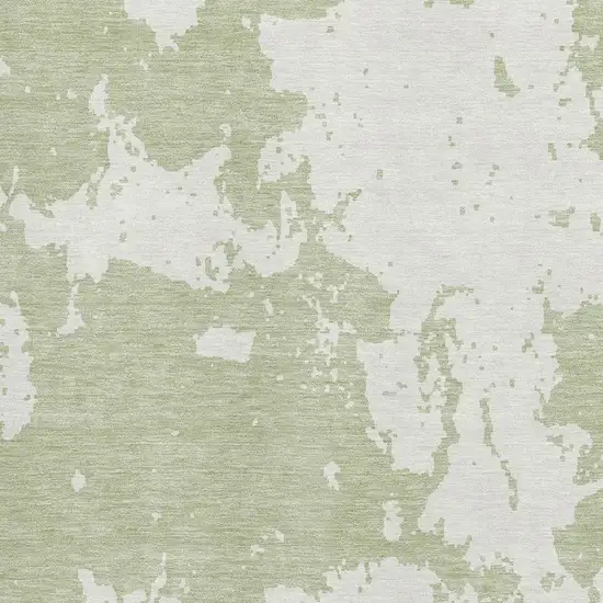 Artichoke Green And Ivory Abstract Washable Area Rug With UV Protection Photo 3