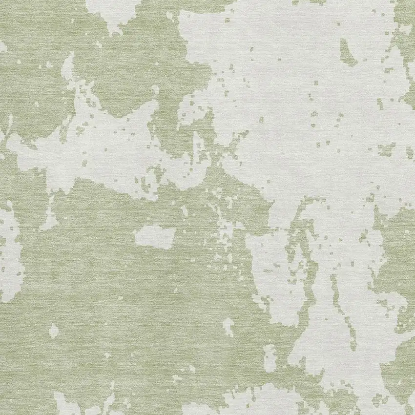 Artichoke Green And Ivory Abstract Washable Area Rug With UV Protection Photo 3